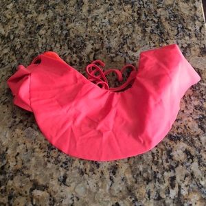 Medium coral ruffle top bikini